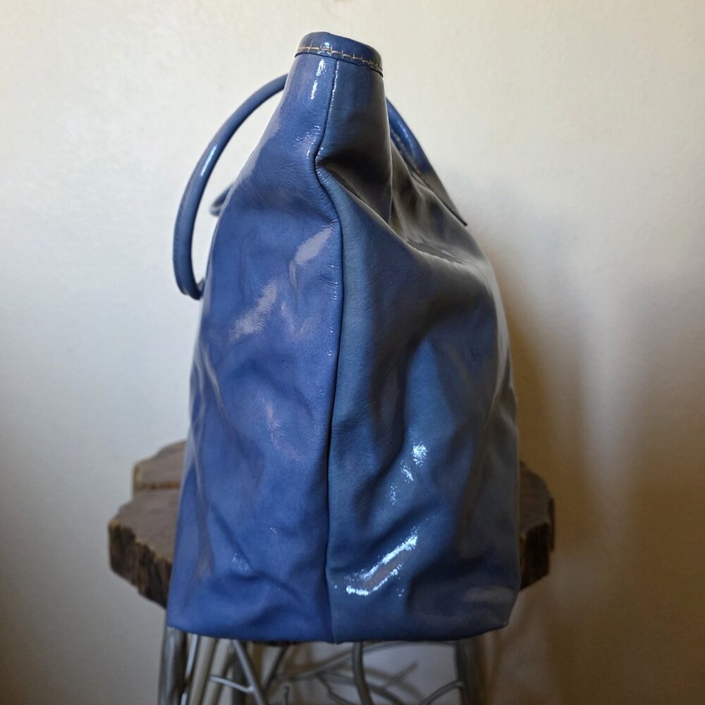 Dooney & Bourke Cindy Patent Leather Tote Bag Blue Large Shoulder Purse - Picture 16 of 16